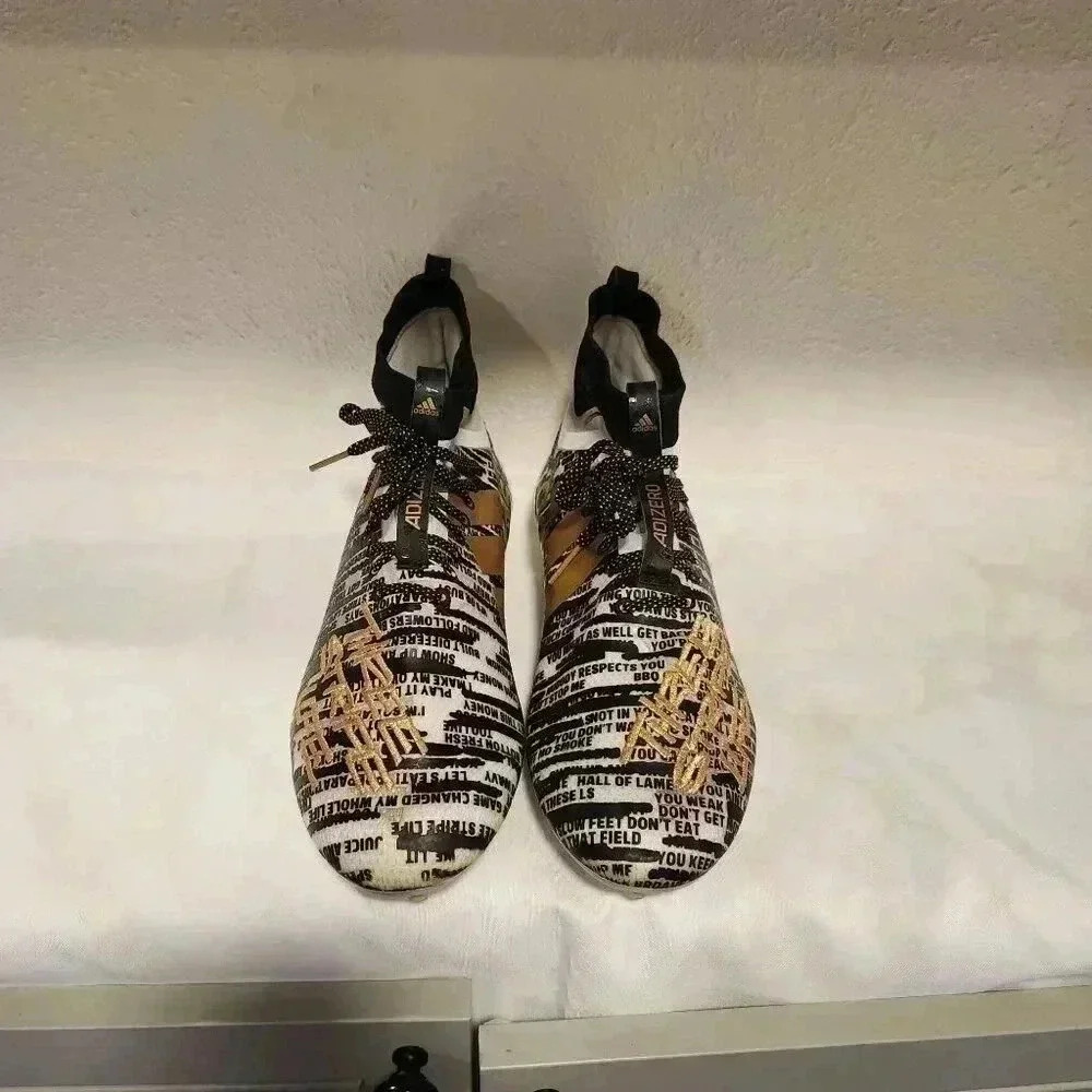 adidas Adizero Football Cleats Men's 13 Black/White Gold Three Stripe Life - Picture 2 of 14